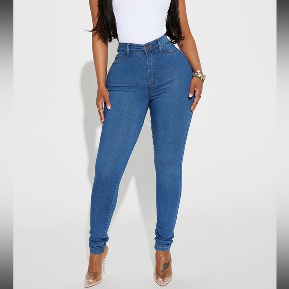Classic High Waist Skinny Jeans- Medium Blue Wash 👖 - Picture 2 of 12